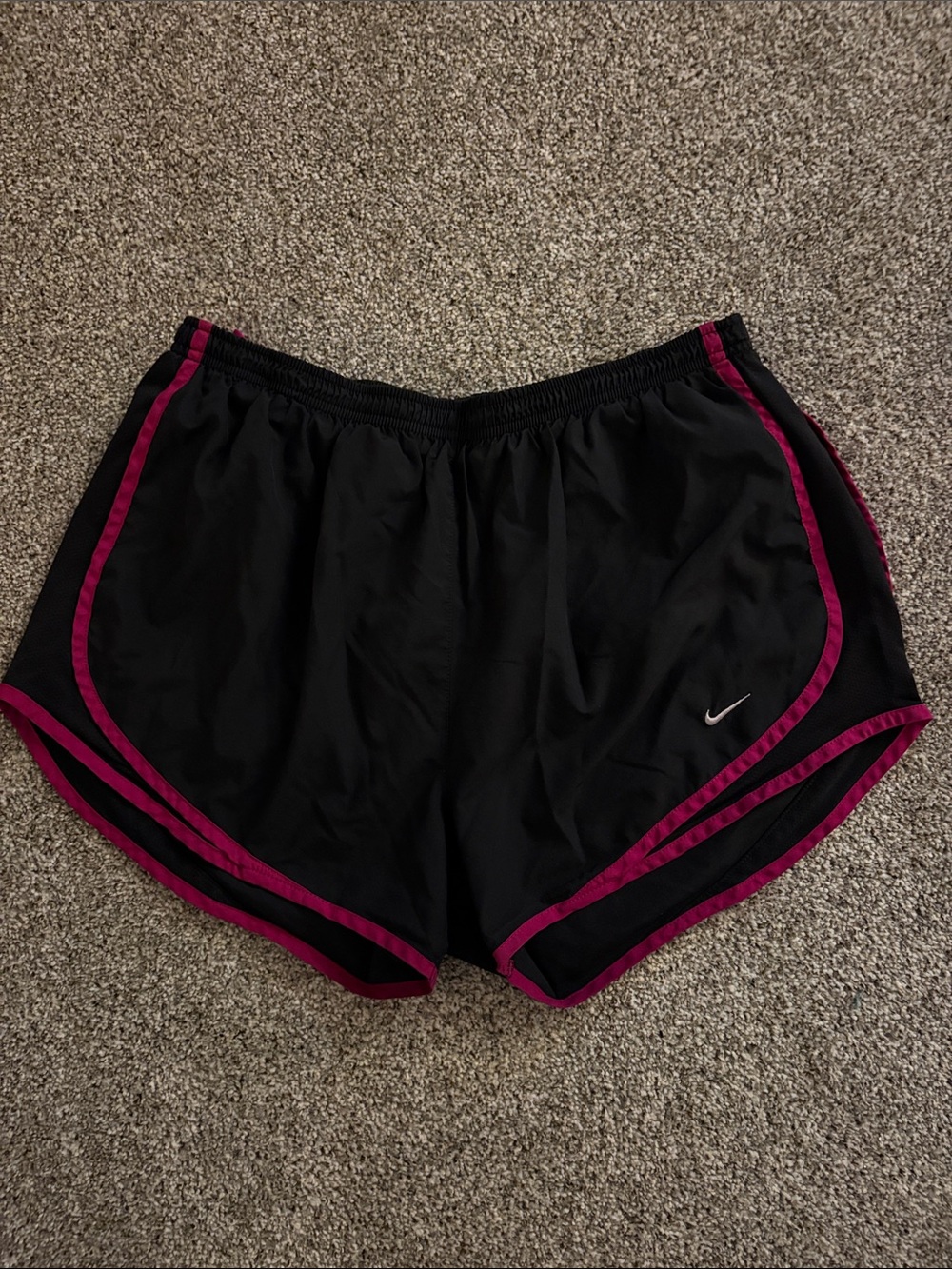 Nike Women's Black Athletic Shorts with Pink Trim